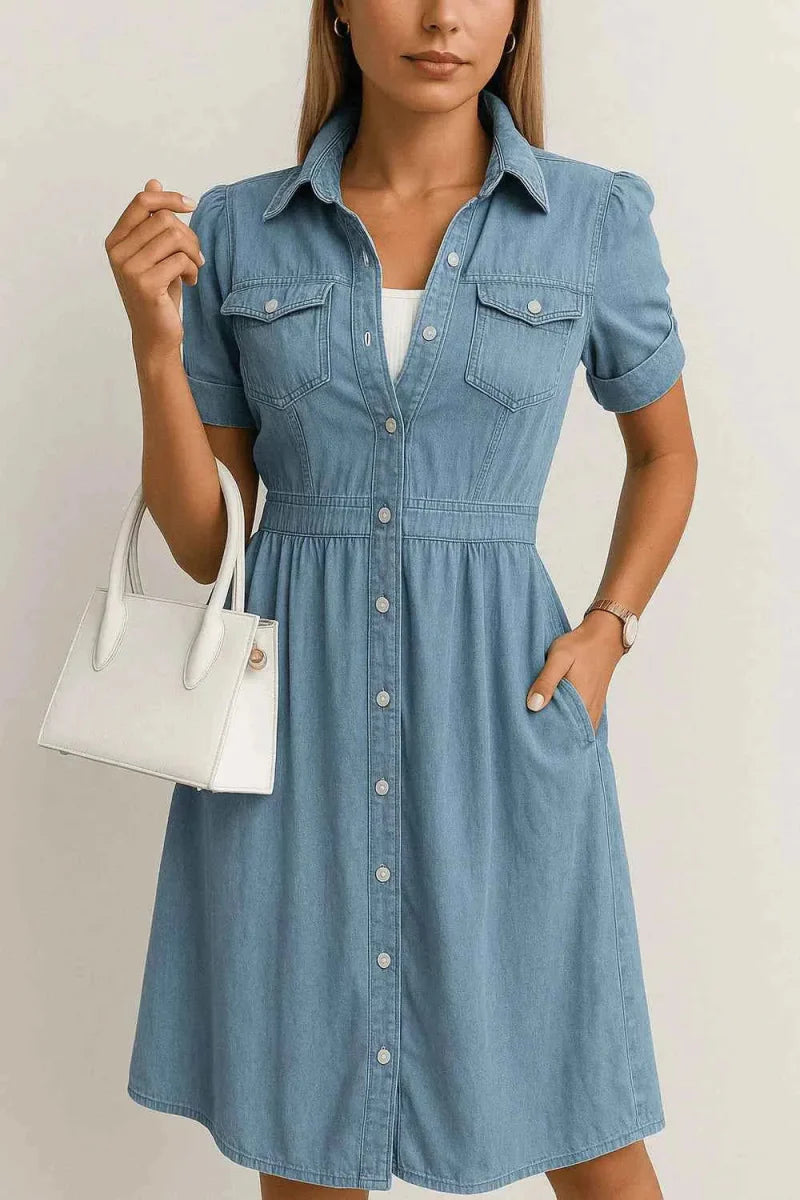 Fitted Denim Midi Dress