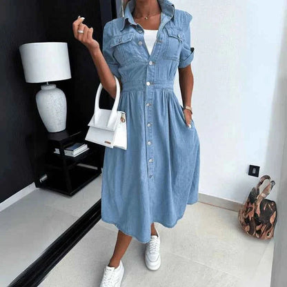 Fitted Denim Midi Dress