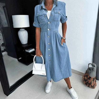Fitted Denim Midi Dress