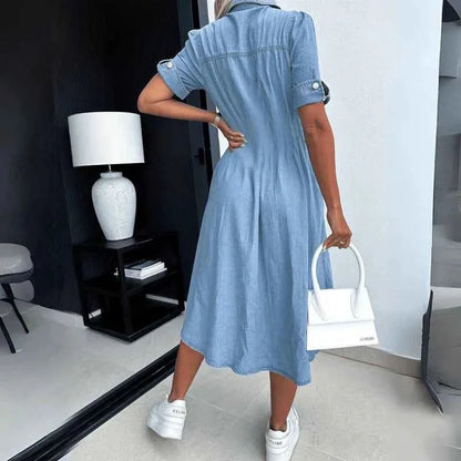 Fitted Denim Midi Dress
