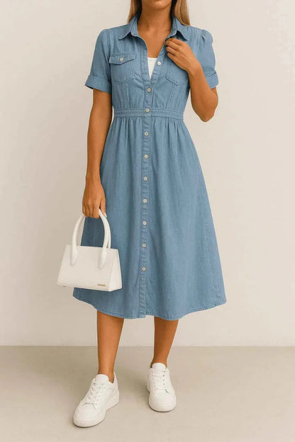 Fitted Denim Midi Dress