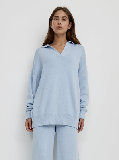 Women’s Lounge Set – Relaxed-Fit Pullover & Wide-Leg Trousers