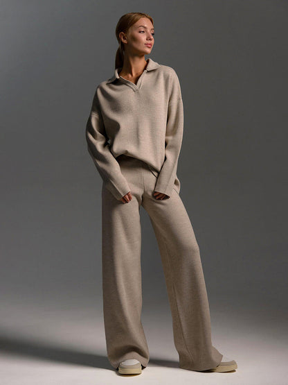 Women’s Lounge Set – Relaxed-Fit Pullover & Wide-Leg Trousers