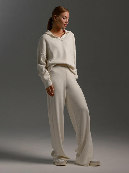 Women’s Lounge Set – Relaxed-Fit Pullover & Wide-Leg Trousers