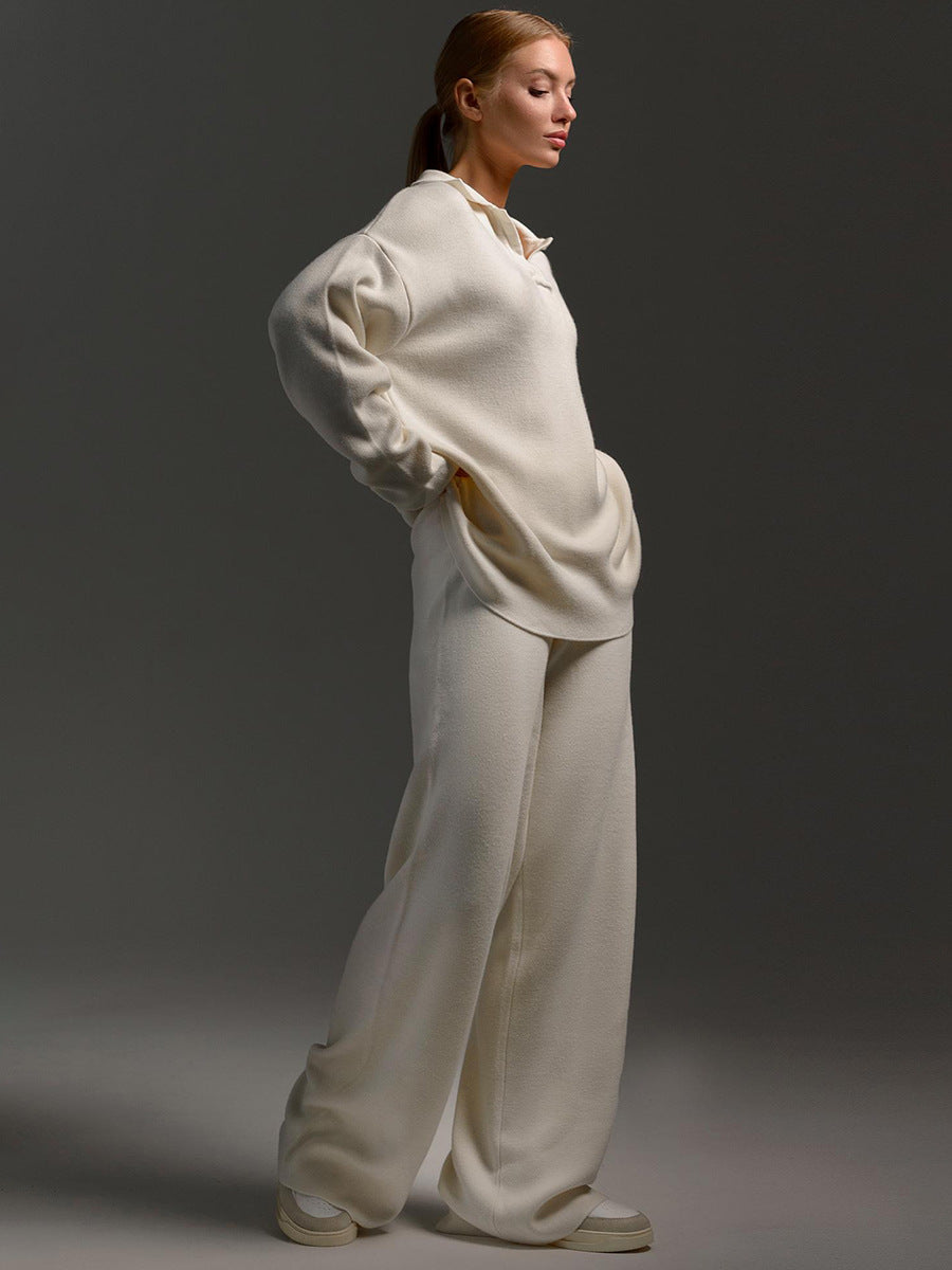 Women’s Lounge Set – Relaxed-Fit Pullover & Wide-Leg Trousers