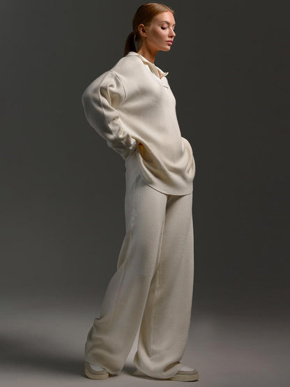 Women’s Lounge Set – Relaxed-Fit Pullover & Wide-Leg Trousers