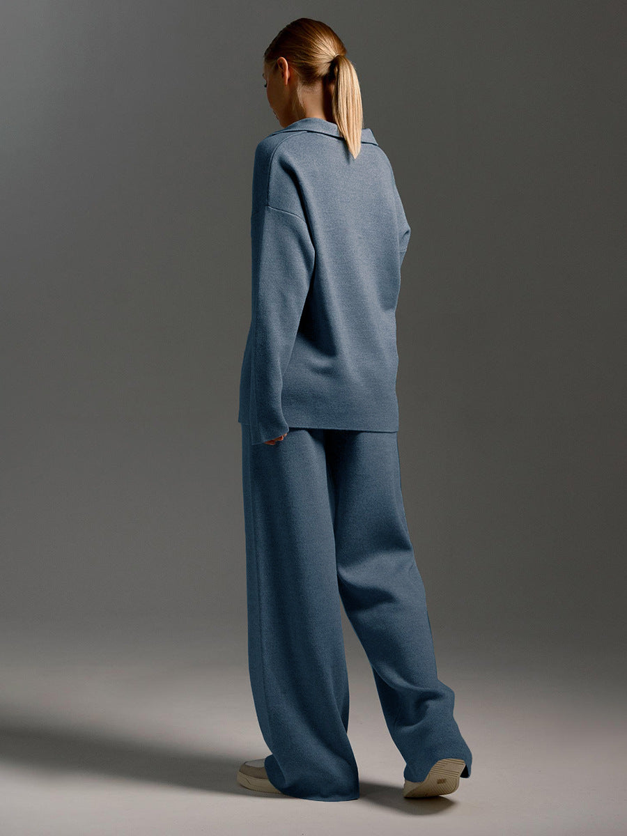 Women’s Lounge Set – Relaxed-Fit Pullover & Wide-Leg Trousers