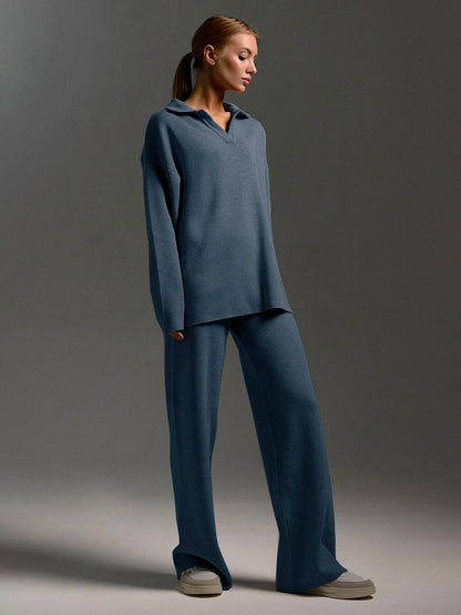Women’s Lounge Set – Relaxed-Fit Pullover & Wide-Leg Trousers