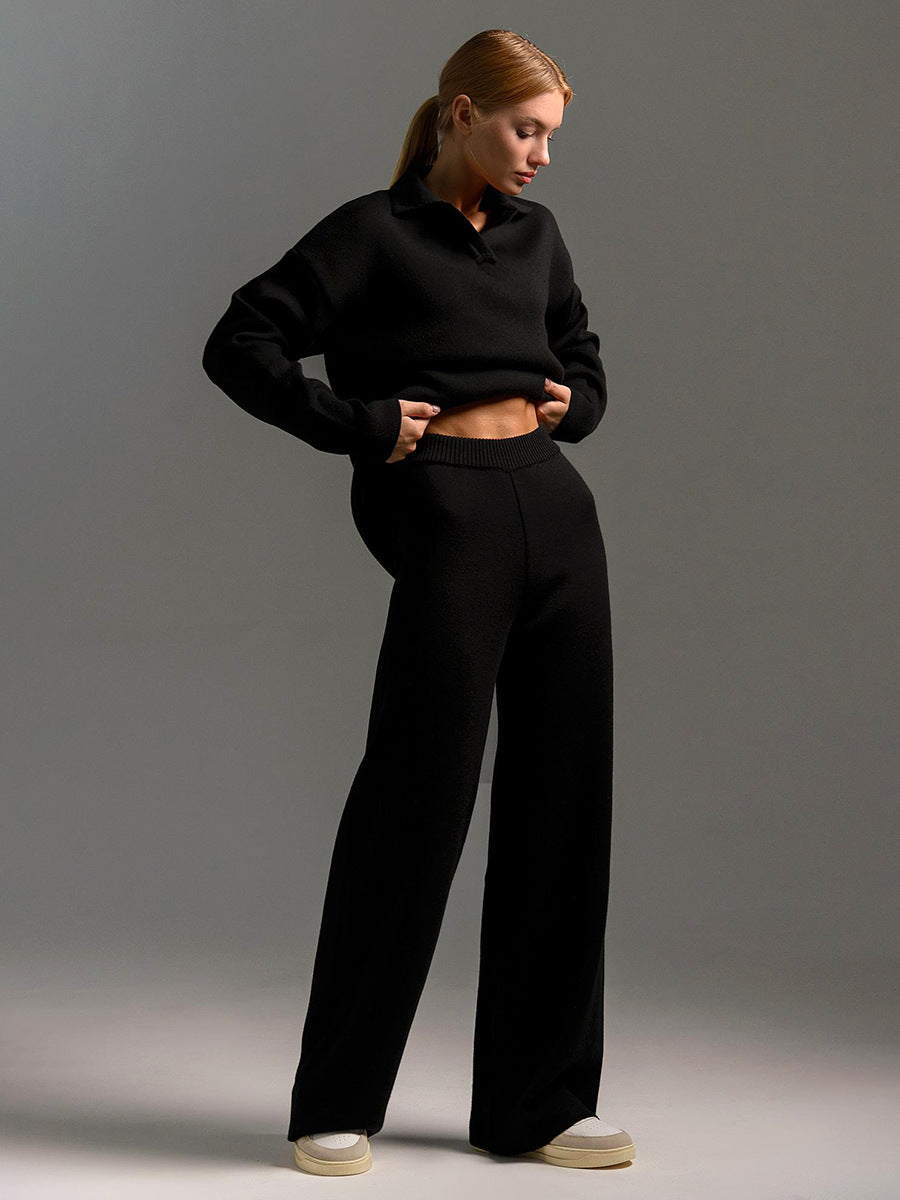 Women’s Lounge Set – Relaxed-Fit Pullover & Wide-Leg Trousers