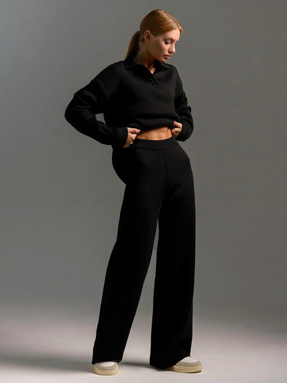 Women’s Lounge Set – Relaxed-Fit Pullover & Wide-Leg Trousers