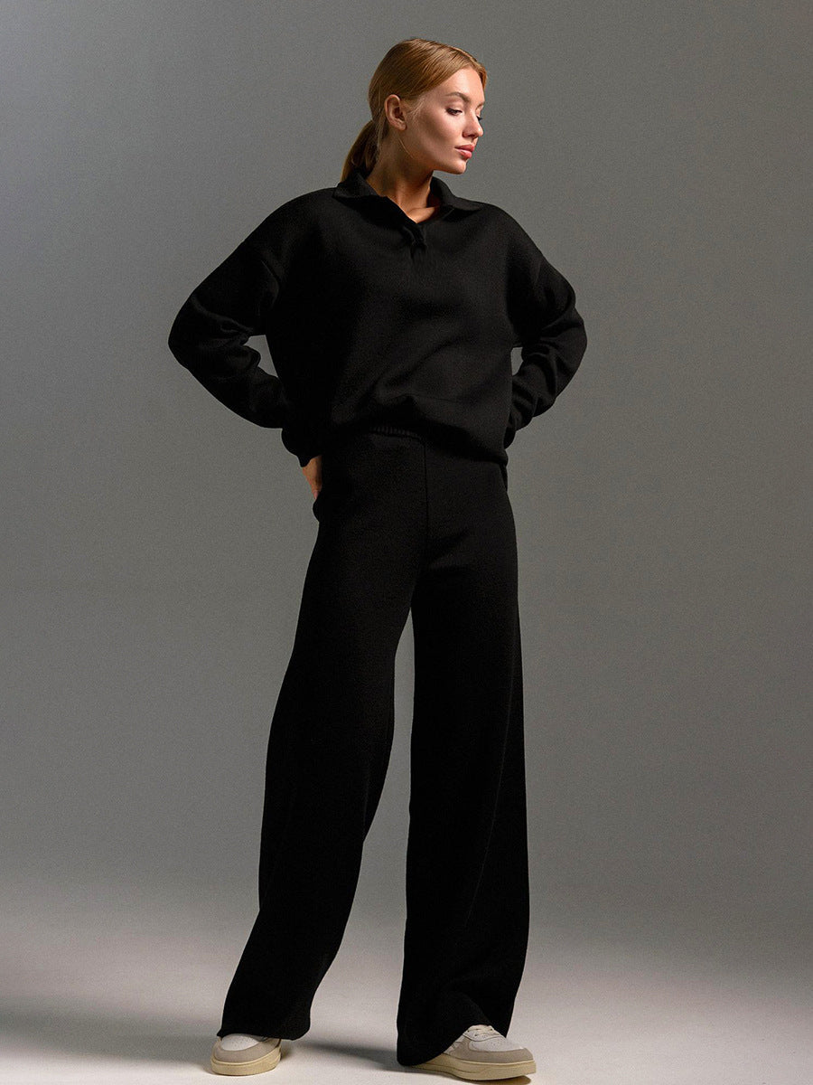 Women’s Lounge Set – Relaxed-Fit Pullover & Wide-Leg Trousers