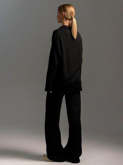 Women’s Lounge Set – Relaxed-Fit Pullover & Wide-Leg Trousers