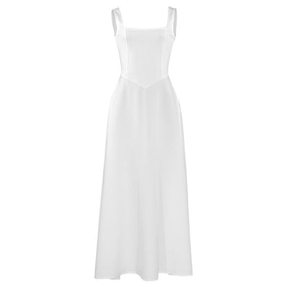 Women’s Square Neck Midi Dress – Sleeveless & Backless | Day to Evening Wear
