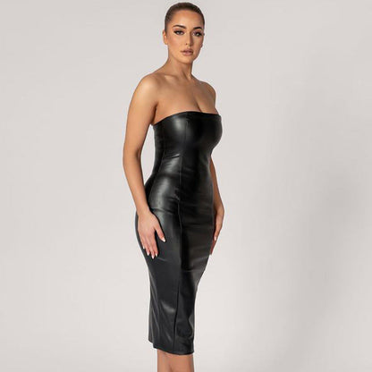 Women’s Strapless Midi Dress | Sleek Bodycon Fit | Party & Evening Wear