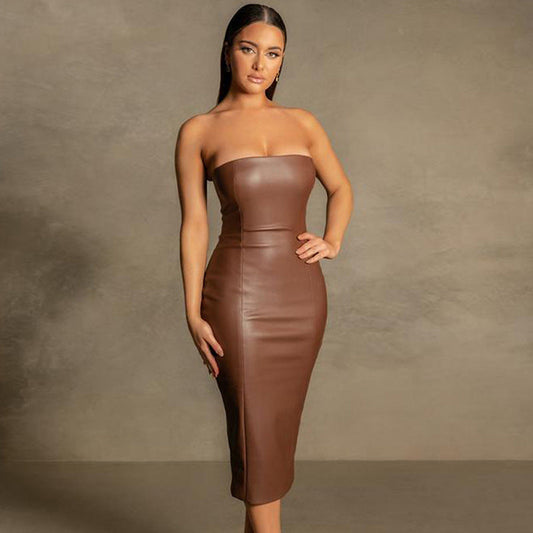 Women’s Strapless Midi Dress | Sleek Bodycon Fit | Party & Evening Wear