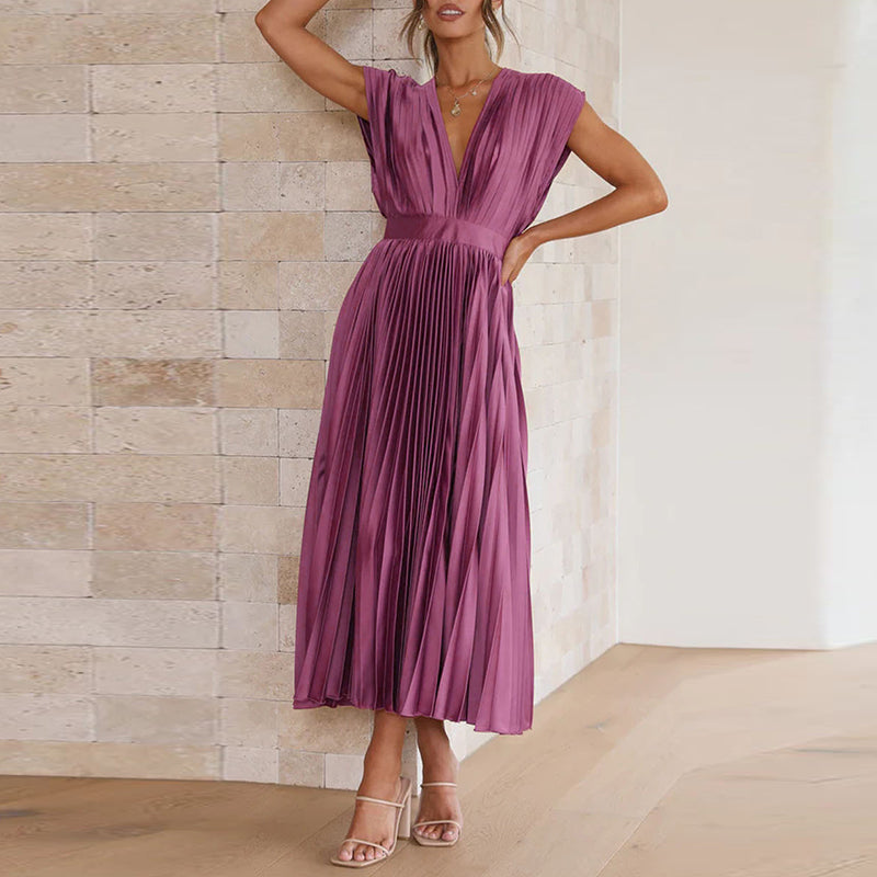 Women's Summer V-Neck Dress – Elegant, Backless & Comfortable