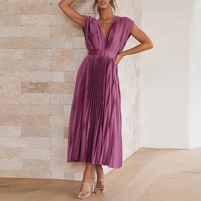 Women's Summer V-Neck Dress – Elegant, Backless & Comfortable