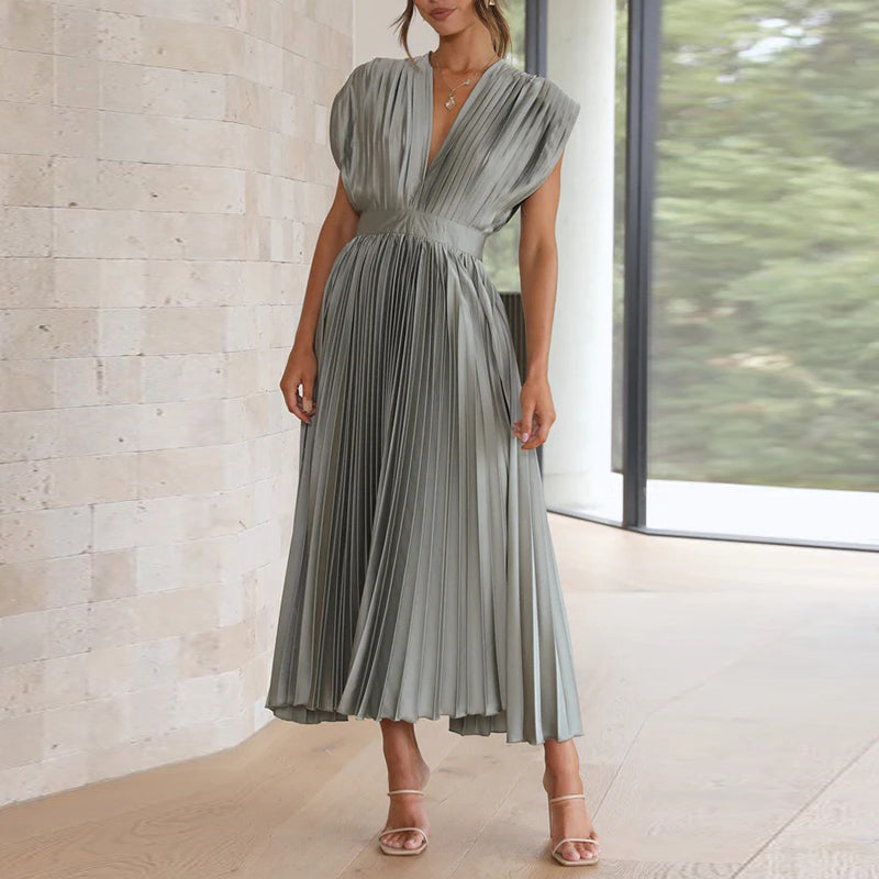 Women's Summer V-Neck Dress – Elegant, Backless & Comfortable
