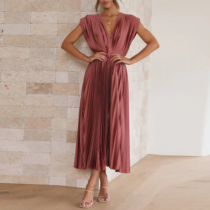 Women's Summer V-Neck Dress – Elegant, Backless & Comfortable