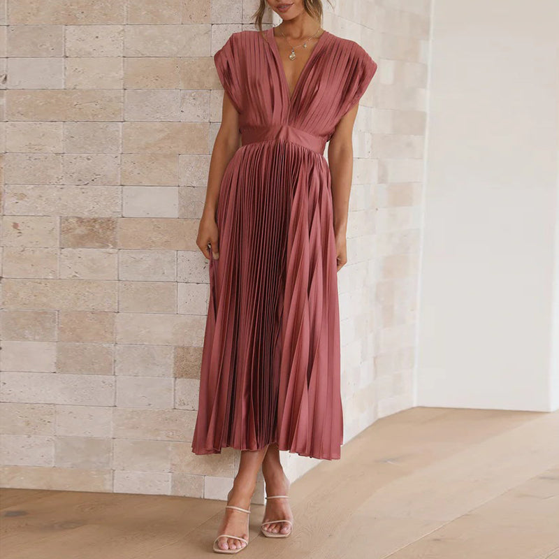 Women's Summer V-Neck Dress – Elegant, Backless & Comfortable