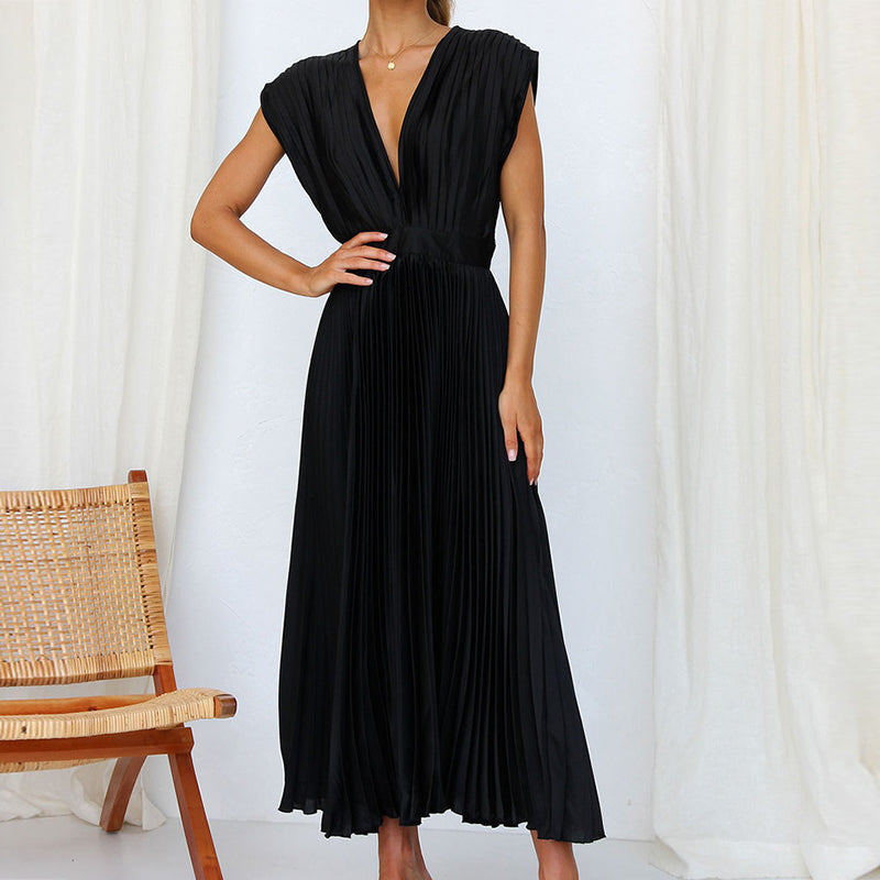 Women's Summer V-Neck Dress – Elegant, Backless & Comfortable