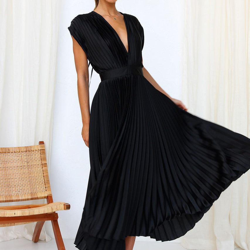 Women's Summer V-Neck Dress – Elegant, Backless & Comfortable