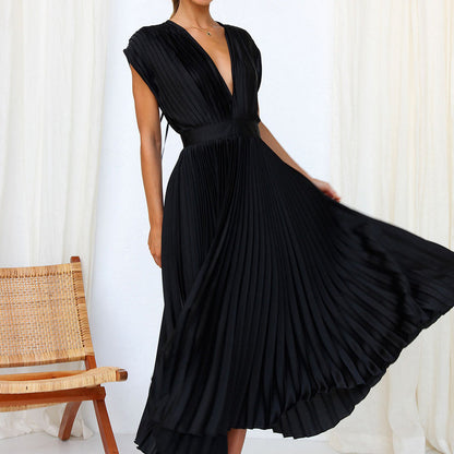 Women's Summer V-Neck Dress – Elegant, Backless & Comfortable
