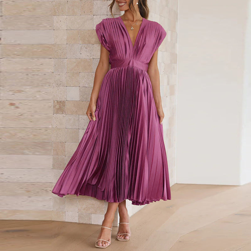 Women's Summer V-Neck Dress – Elegant, Backless & Comfortable