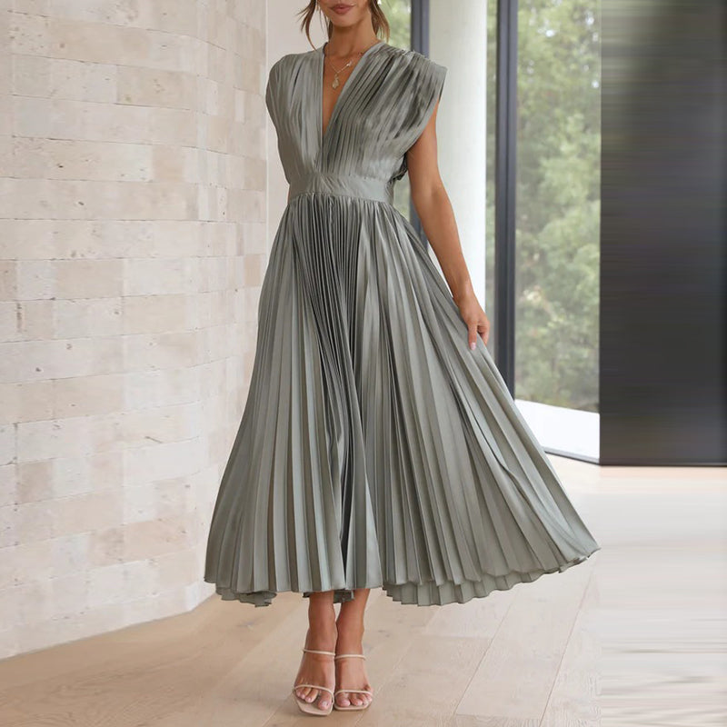 Women's Summer V-Neck Dress – Elegant, Backless & Comfortable